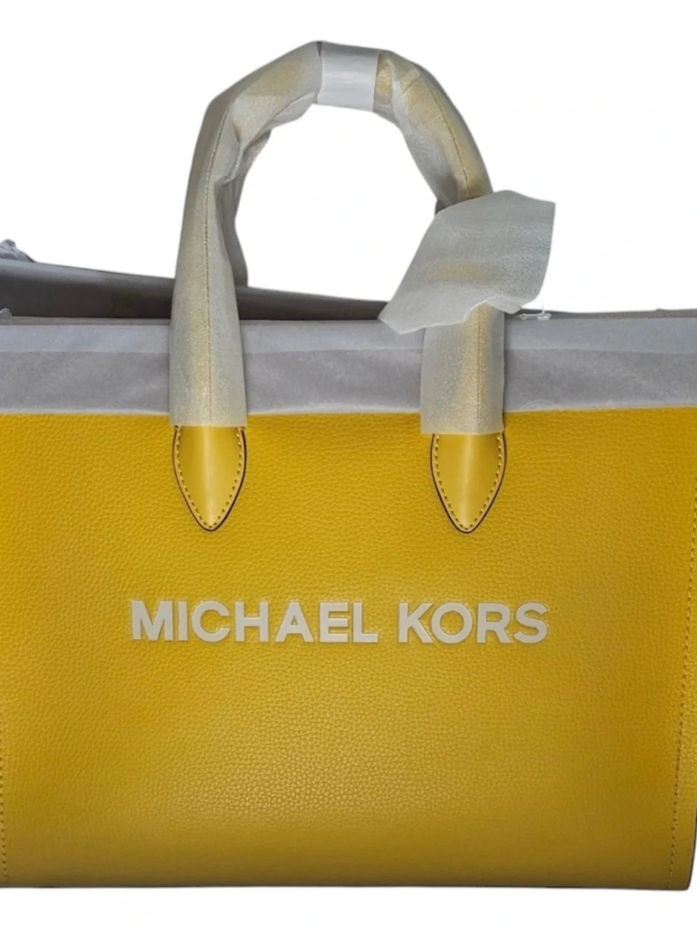Michael Kors Yellow Leather Tote with Logo Strap and Charm - Picture 9 of 10